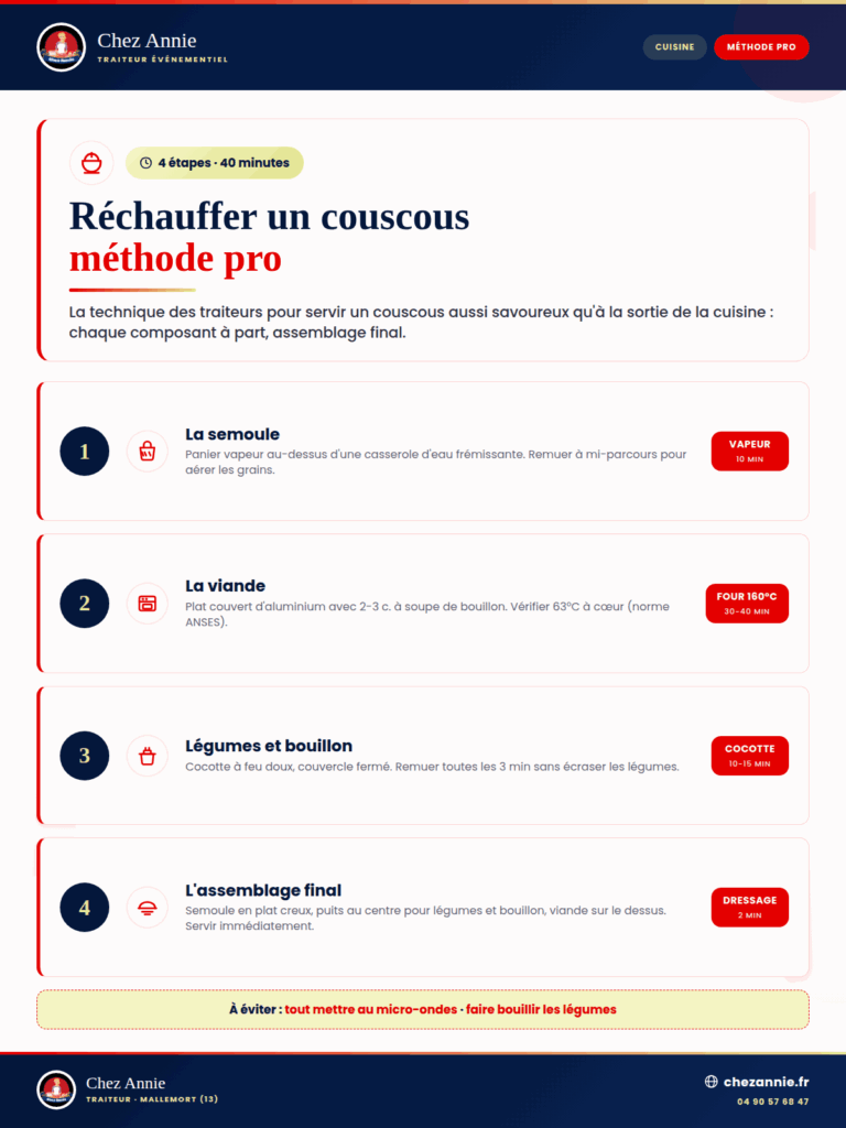 La méthode traiteur pour faire réchauffer un couscous
