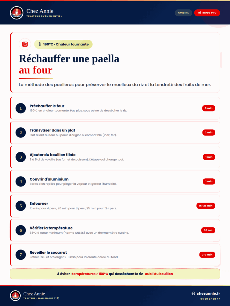 rechauffer paella four methode